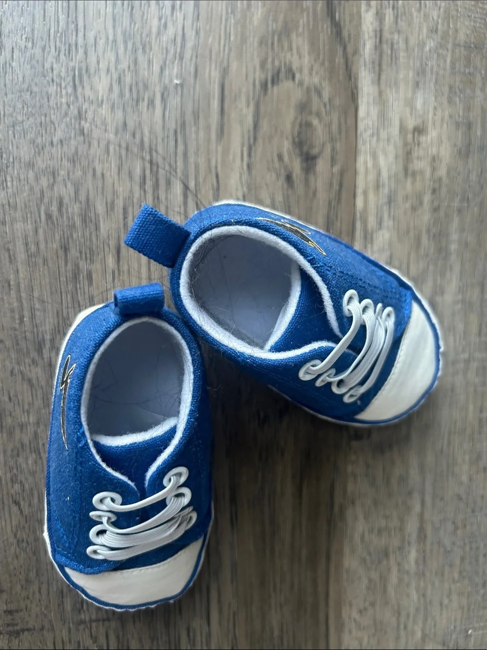 Navy Blue Canvas Baby Walker Shoes with Wing Accent